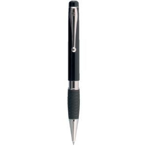 TETHYS GRIP SILVER RETRACTABLE PLASTIC BALL PEN in Black