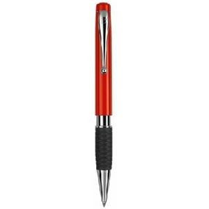 TETHYS GRIP SILVER RETRACTABLE PLASTIC BALL PEN in Red