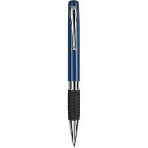 TETHYS GRIP SILVER RETRACTABLE PLASTIC BALL PEN in Dark Blue