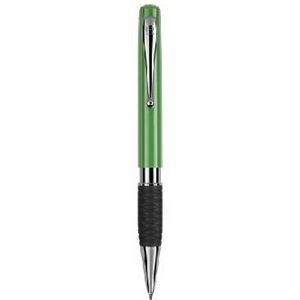 TETHYS GRIP SILVER RETRACTABLE PLASTIC BALL PEN in Green