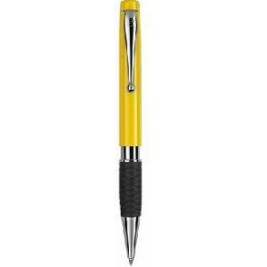 TETHYS GRIP SILVER RETRACTABLE PLASTIC BALL PEN in Yellow