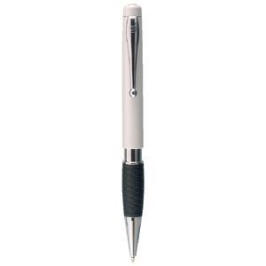 TETHYS GRIP SILVER RETRACTABLE PLASTIC BALL PEN in White