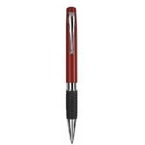 TETHYS GRIP SILVER RETRACTABLE PLASTIC BALL PEN in Dark Burgundy