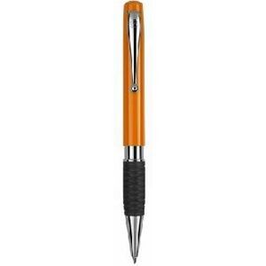 TETHYS GRIP SILVER RETRACTABLE PLASTIC BALL PEN in Orange