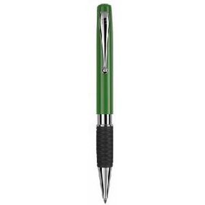 TETHYS GRIP SILVER RETRACTABLE PLASTIC BALL PEN in Dark Green