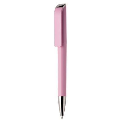 TAG EXTRA SILVER TWIST ACTION PLASTIC BALL PEN in Solid Light Pink with Silver Nose Cone