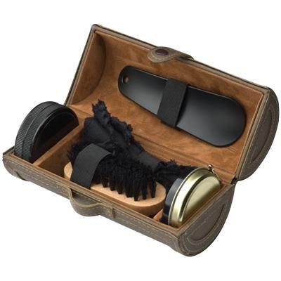 SHOE SHINE KIT in Brown PU Tube