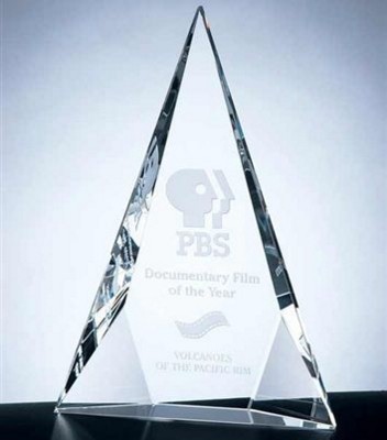 OPTICAL CRYSTAL GLASS TRIANGLE AWARD