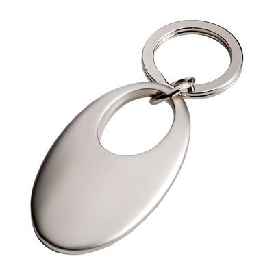 OVAL METAL KEYRING in Matt Silver