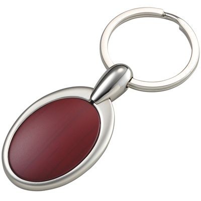 OVAL SATIN METAL & RESIN KEYRING