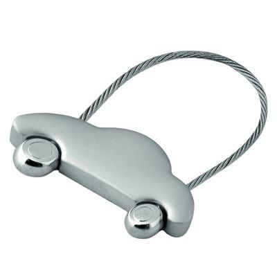 SATIN SILVER METAL CAR SHAPE KEYRING