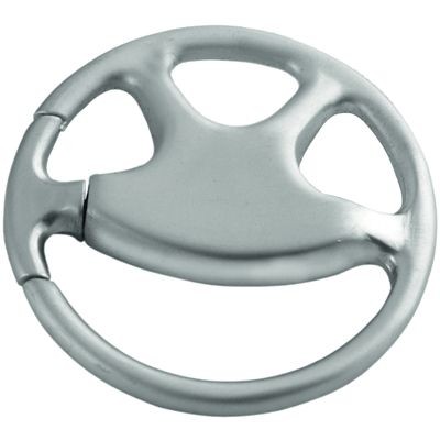 STEERING WHEEL SATIN SILVER METAL KEYRING