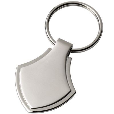 SHIELD METAL KEYRING in Satin Silver Finish