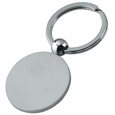 ROUND SATIN SILVER METAL KEYRING