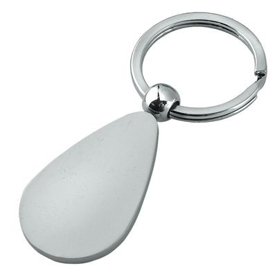 DROP SHAPE SATIN SILVER METAL KEYRING