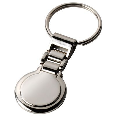 ROUND SHINY SILVER METAL KEYRING