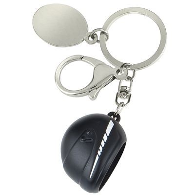 SILVER METAL & BLACK CRASH HELMET KEYRING