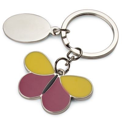 BUTTERFLY METAL KEYRING in Yellow & Pink