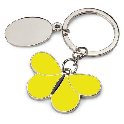 BUTTERFLY METAL KEYRING in Yellow & Black