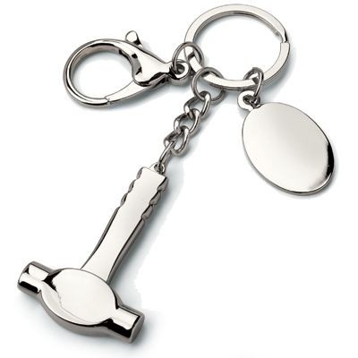 BUILDER HAMMER METAL KEYRING in Silver