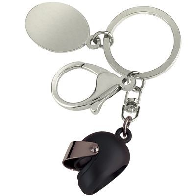 SMALL MOTOR BICYCLE HELMET METAL KEYRING in Black