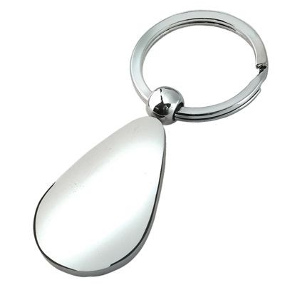 DROPLET SHAPE SILVER CHROME METAL KEYRING