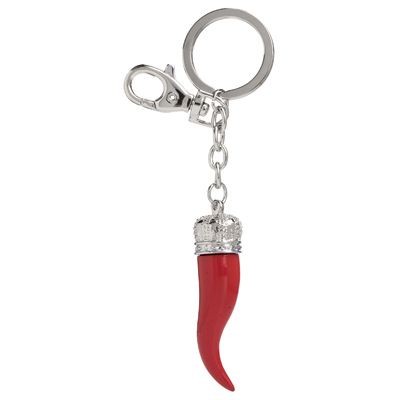 RED HORN METAL KEYRING with Crystals