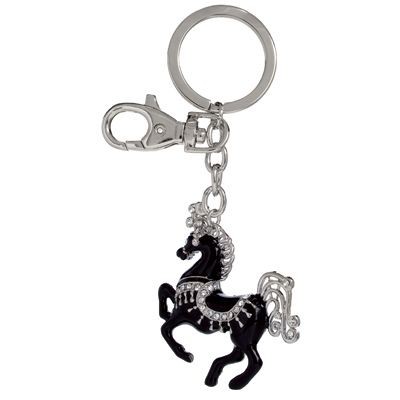 CIRCUS HORSE METAL KEYRING with Crystals