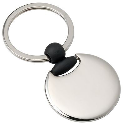 ROUND METAL KEYRING in Silver & Black