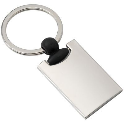 RECTANGULAR METAL KEYRING in Silver & Black