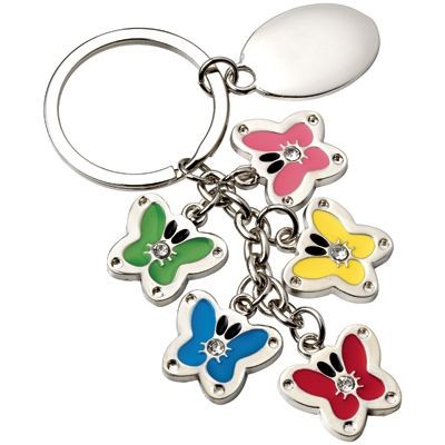 METAL KEYRING with 5 Butterflies