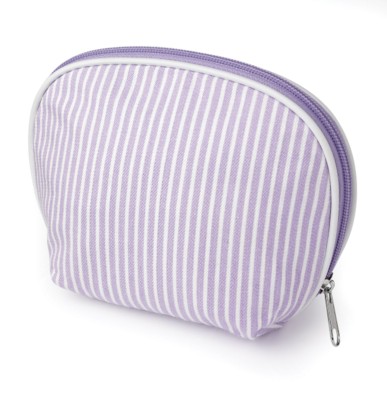 STRIPE COSMETICS CANVAS MAKE UP BAG in Lilac