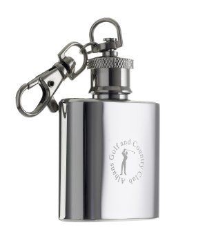 HIP FLASK KEYRING in Silver Stainless Steel Metal