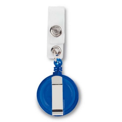 ROUND SECURITY PULL REEL SKI PASS HOLDER in Blue