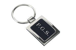 DEVON METAL KEYRING in Silver & Black