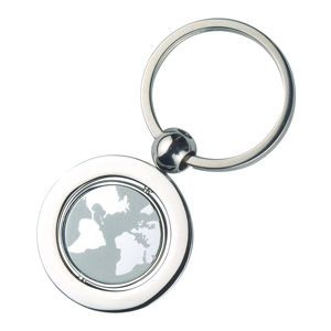 SWIVEL GLOBE METAL KEYRING in Silver