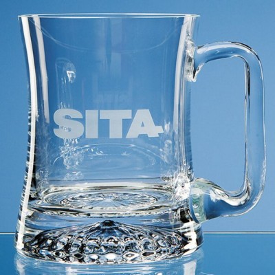 LARGE CURVED STAR BASE GLASS BEER TANKARD