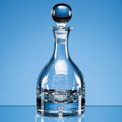 HANDMADE BUBBLE BASE ROUND GLASS WINE DECANTER