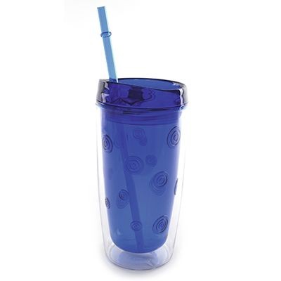 450ML DOUBLE WALLED PLASTIC TUMBLER in Blue