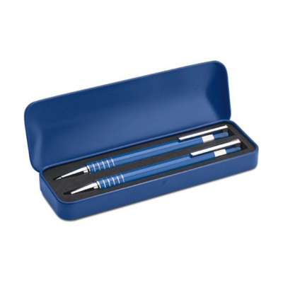 ALUMINIUM METAL BALL PEN SET in Blue