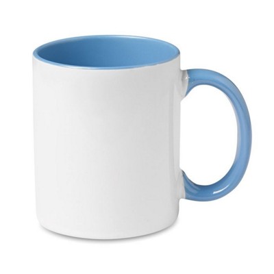 CERAMIC POTTERY MUG in White and Blue