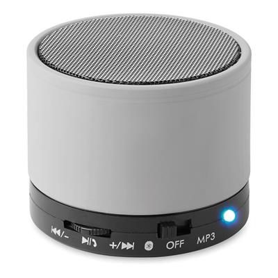 ROUND BLUETOOTH SPEAKER with Rubber Finish in Matt Silver