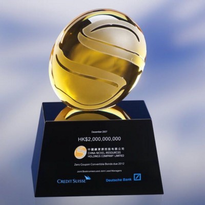 COLOUR OPTICAL GLASS AWARD TROPHY  with Surface Engraving