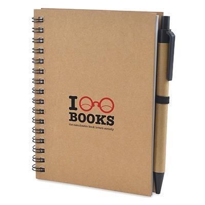 VERNO NATURAL A6 RECYCLED SPIRAL WIRO BOUND NOTE PAD with Matching Pen