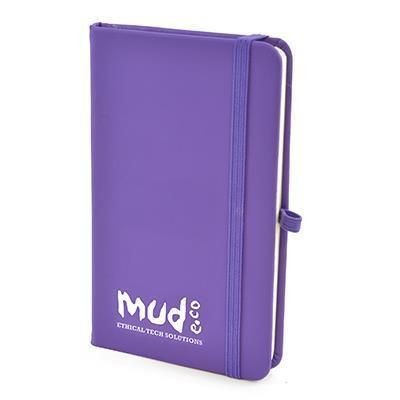 A6 MOLE PU SOFT FINISH NOTE BOOK in Purple with Bookmark & Elastic Closure