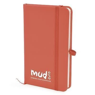 A6 MOLE PU SOFT FINISH NOTE BOOK in Red with Bookmark & Elastic Closure