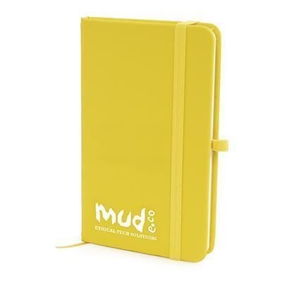 A6 MOLE PU SOFT FINISH NOTE BOOK in Yellow with Bookmark & Elastic Closure